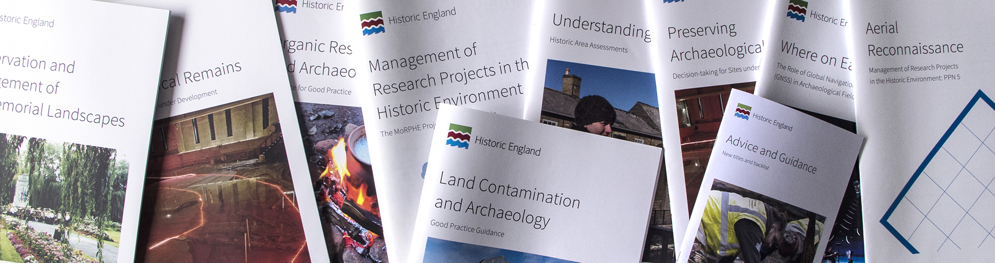 Front covers of Historic England advice and guidance documents