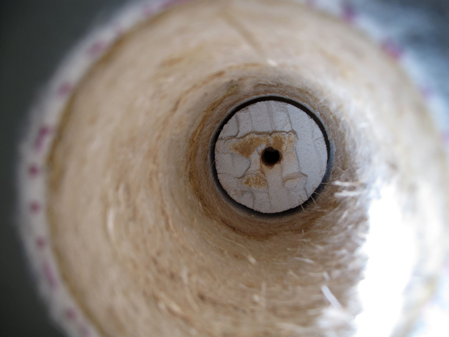 A core drilled through wood fibre insulation.