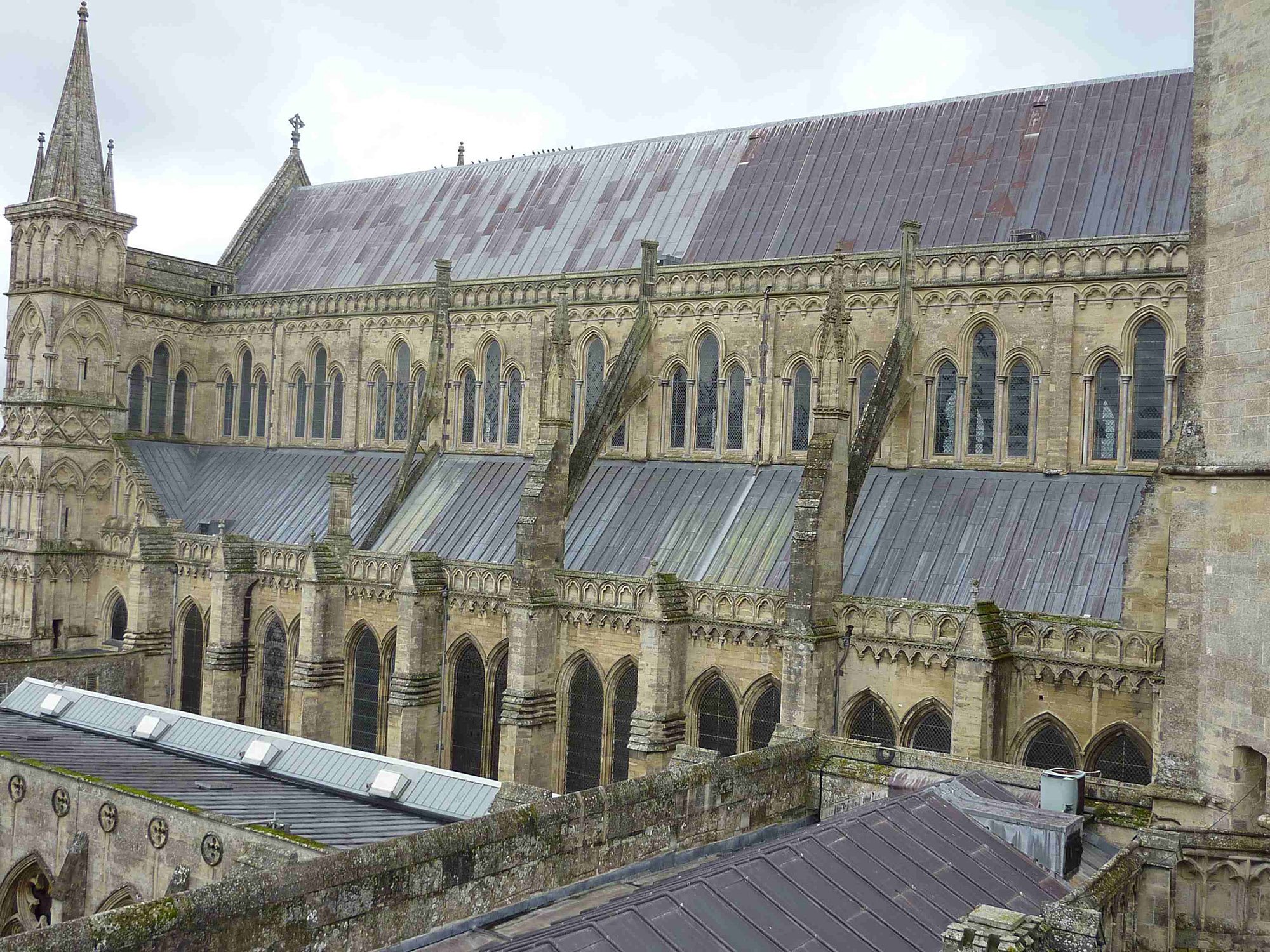 A large church building with lead roofing.