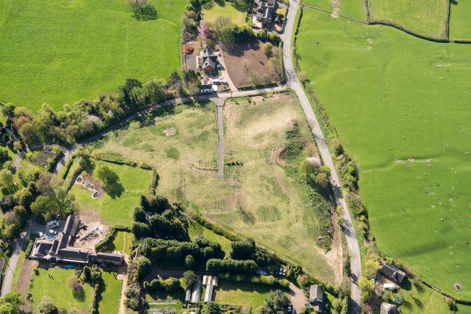 Aerial view of damage to Withybrook scheduled monument