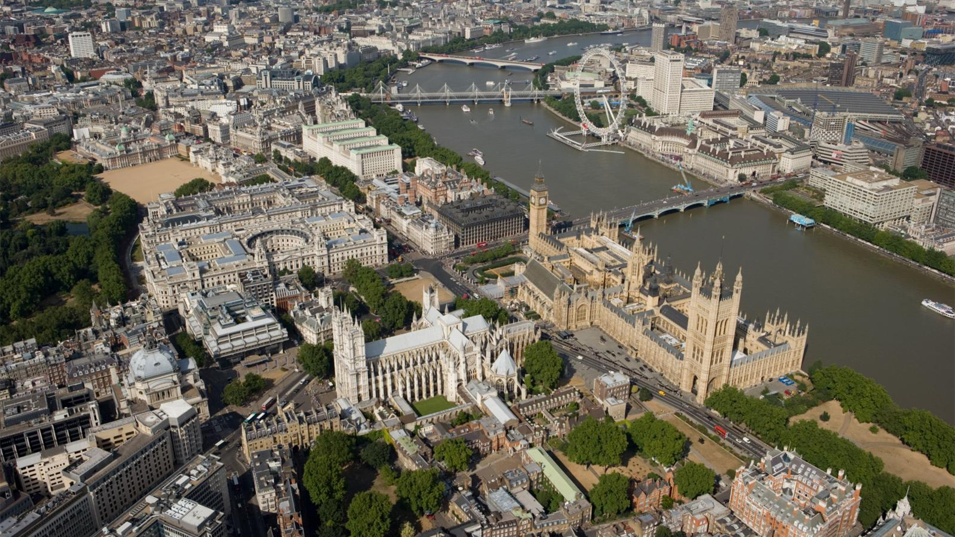 Aerial view of central London