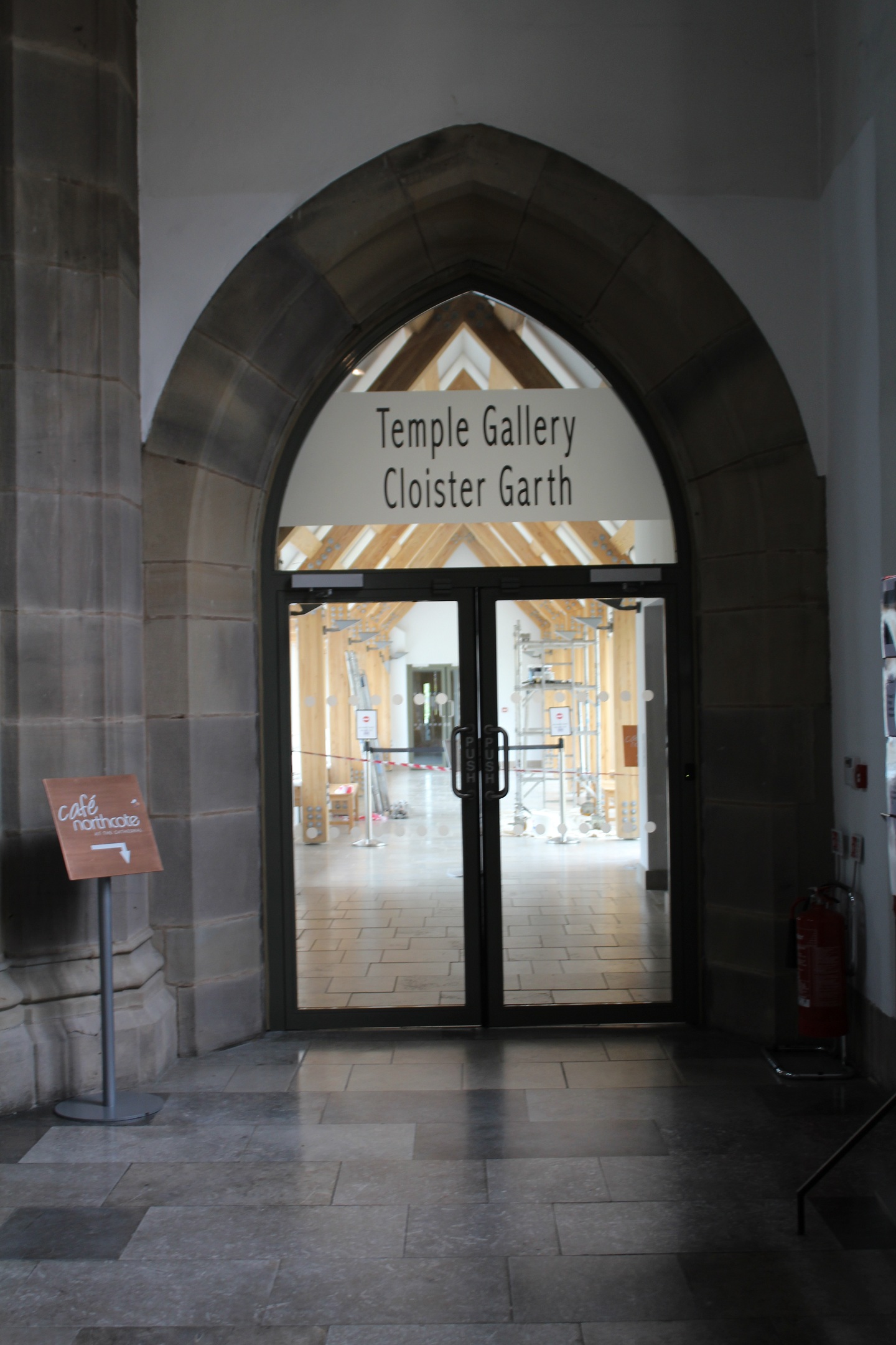 Image of the entrance to the new Cloister Garth from the main Cathedral building.