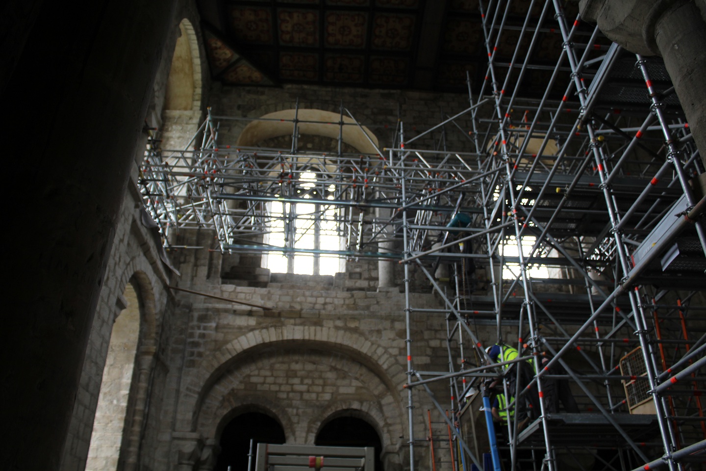 Image showing the extent of the scaffolding and work to the South Transept.