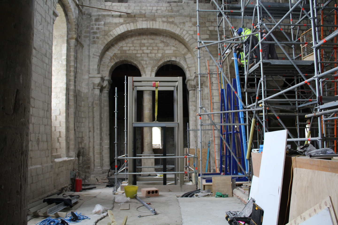 Image showing the ongoing work to create new exhibition space, including the new lift.