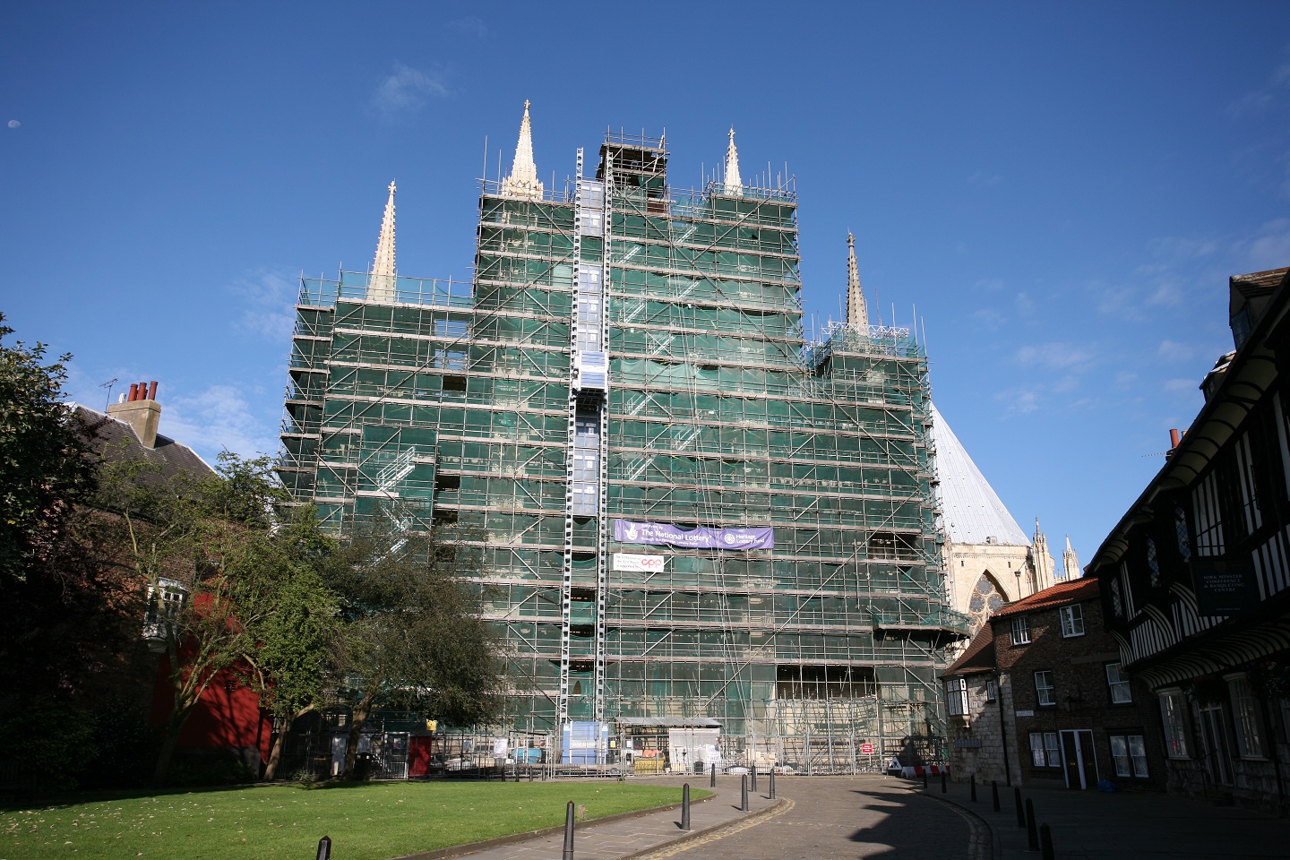The East End of York Minster covered in scaffolding during the Revealing York Minster project.