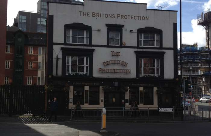 View of the Britons Protection pub in Manchester