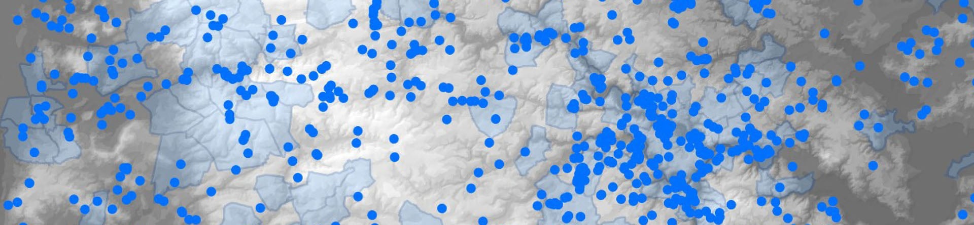 Extract from distribution map of Norfolk find-spots as blue dots on a stylised background