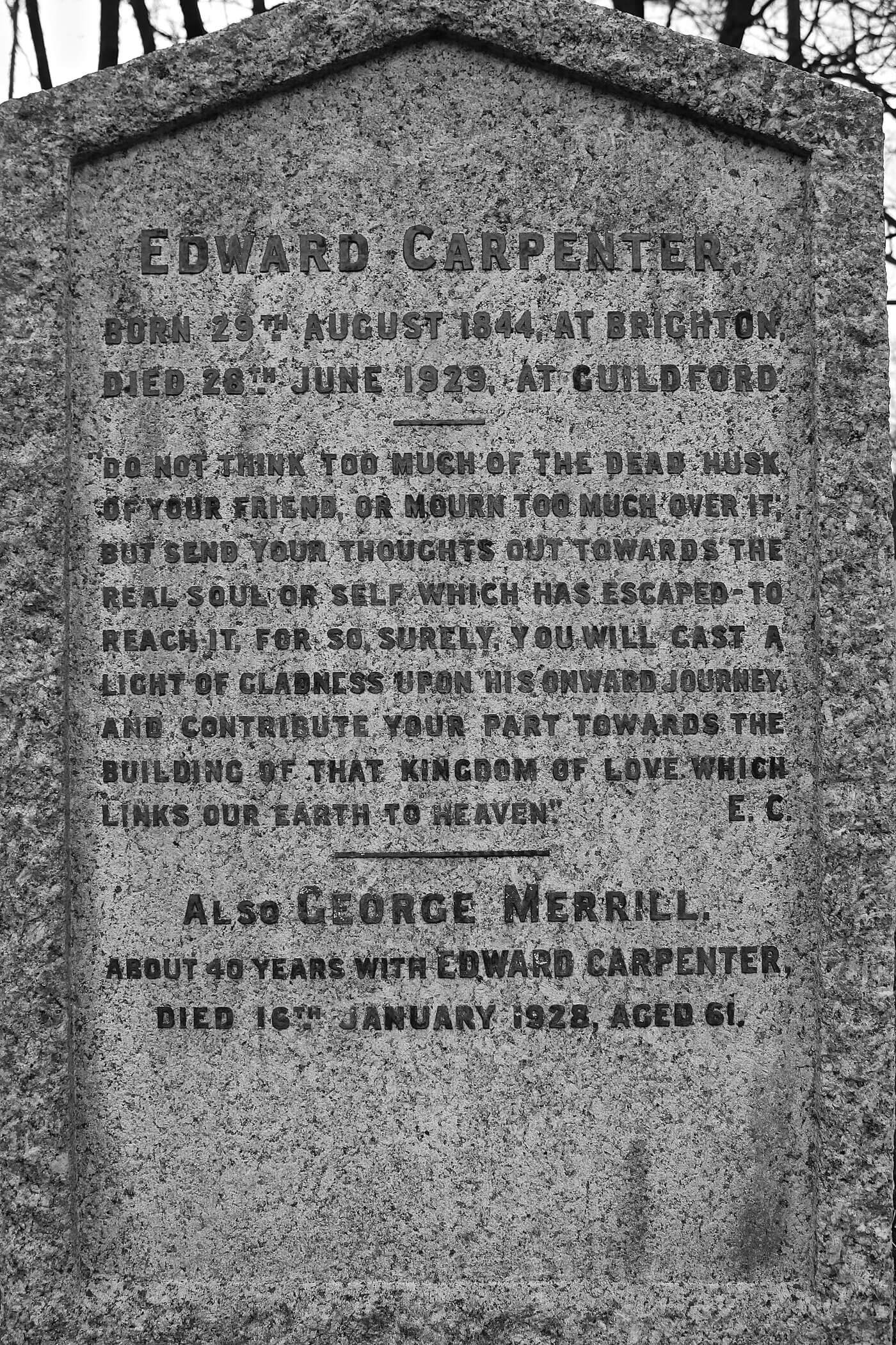 Gravestone of Edward Carpenter, also of George Merrell.