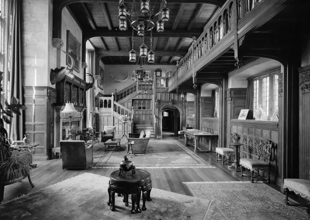 Interior view of the main hall of Greatford Hall, from the west. 