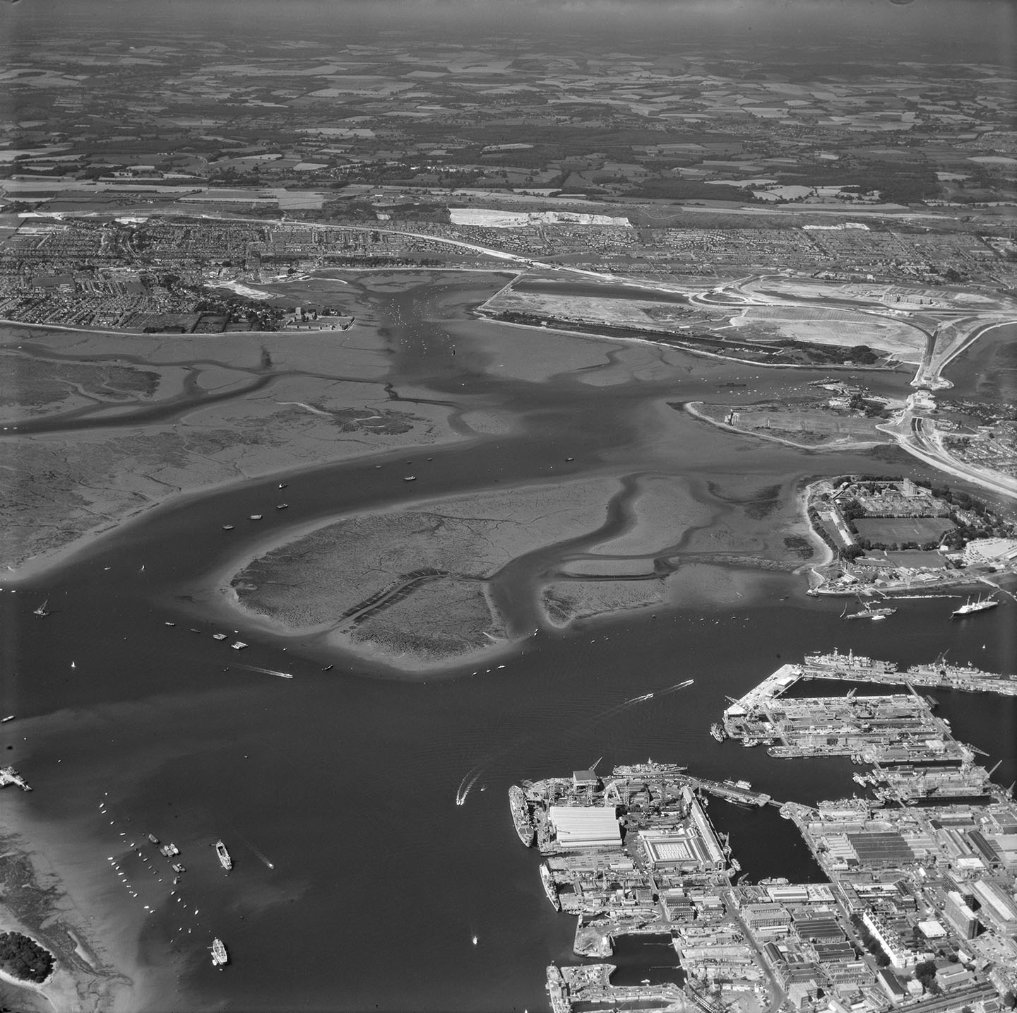 Aerial view of Portsmouth and harbour