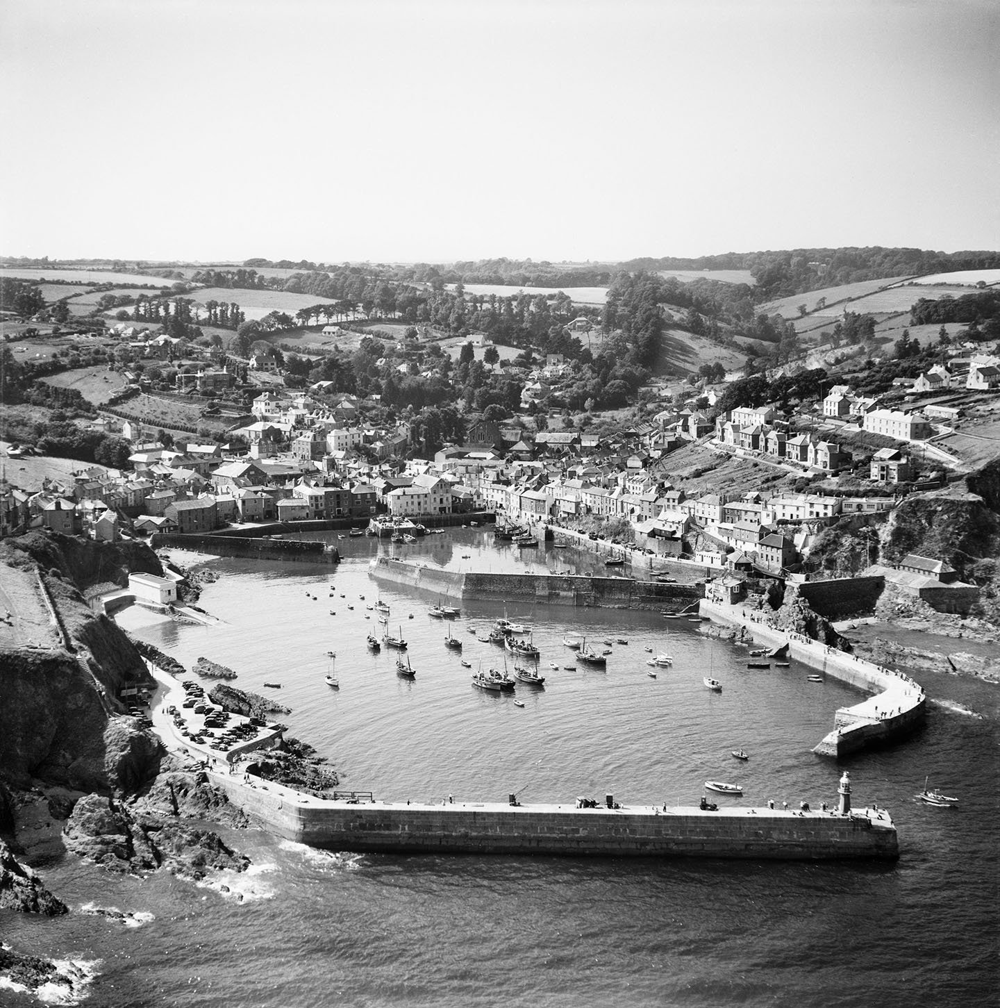 Aerial view of Mevagissey and harbour