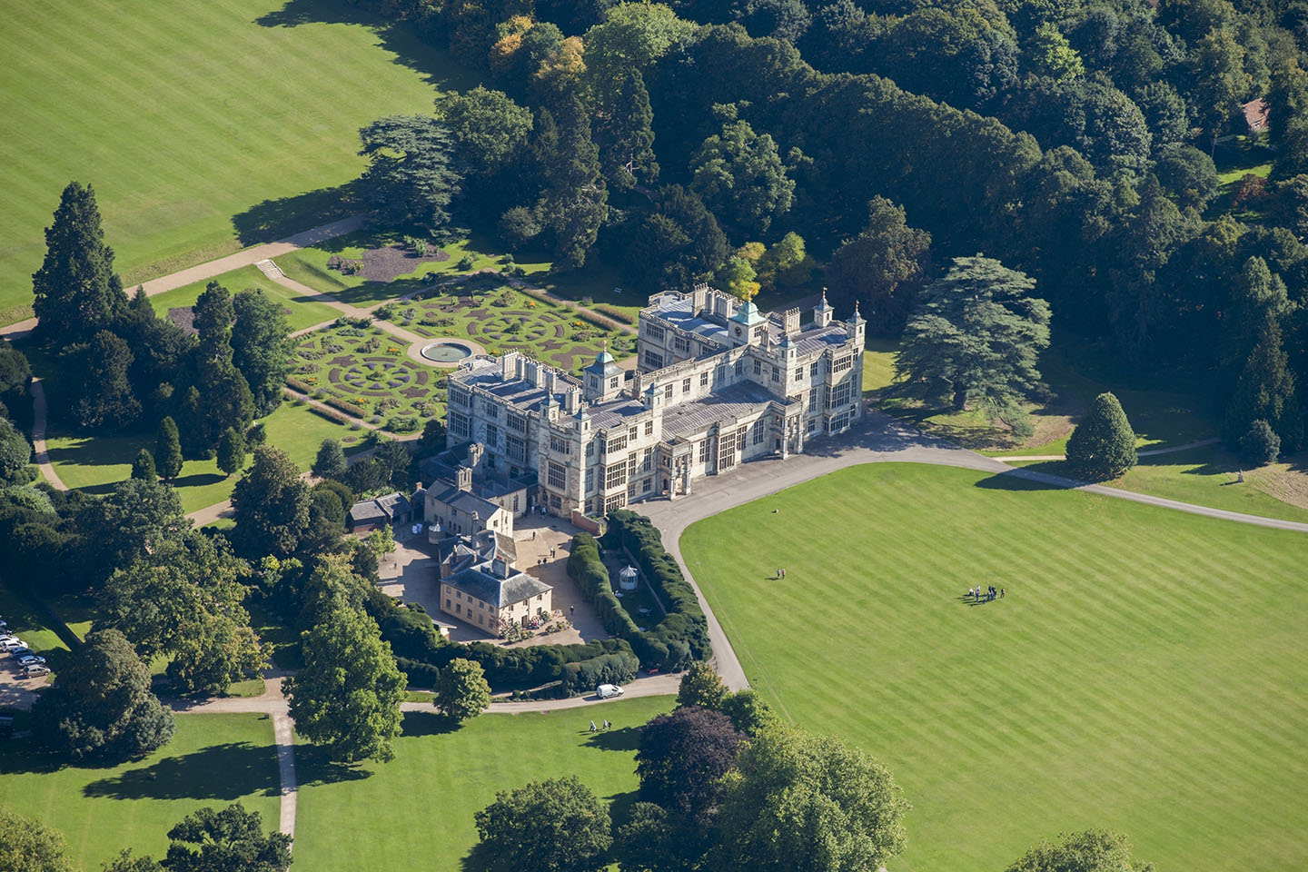 Aerial view of Audley End, Cambridgeshire