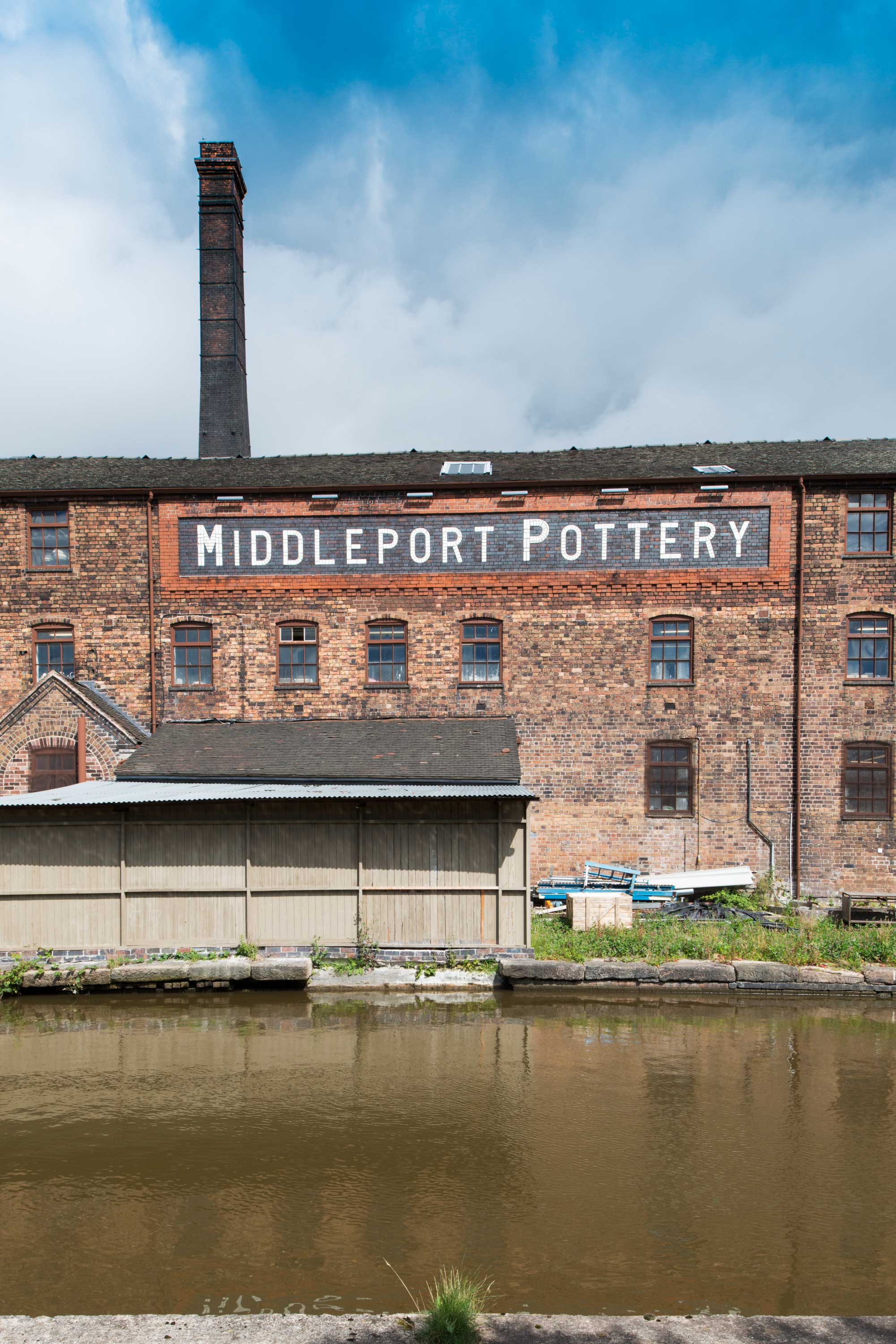View across the Mersey canal to Middleport Pottery, Burslem, Stoke-on-Trent.