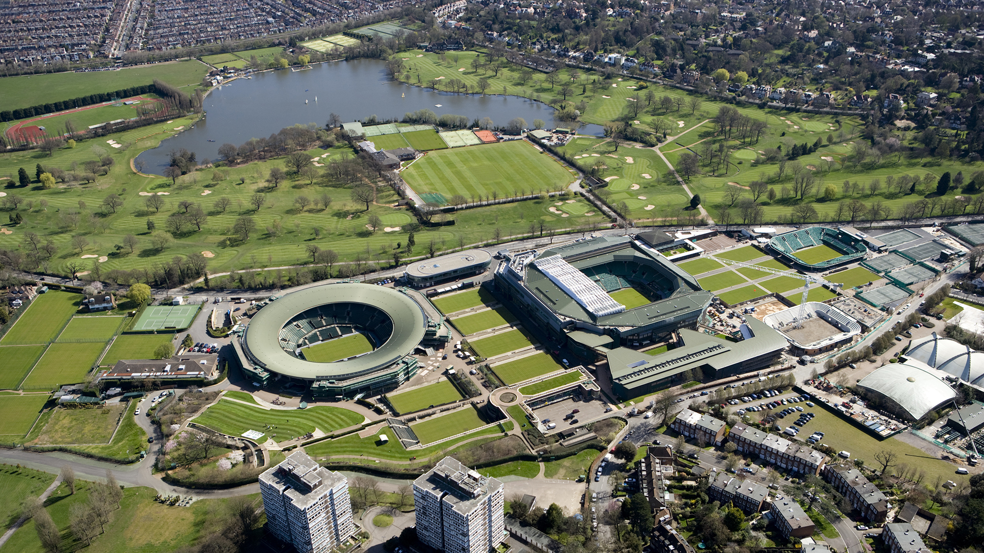 Aerial view of the All England Club, Wimbledon in London