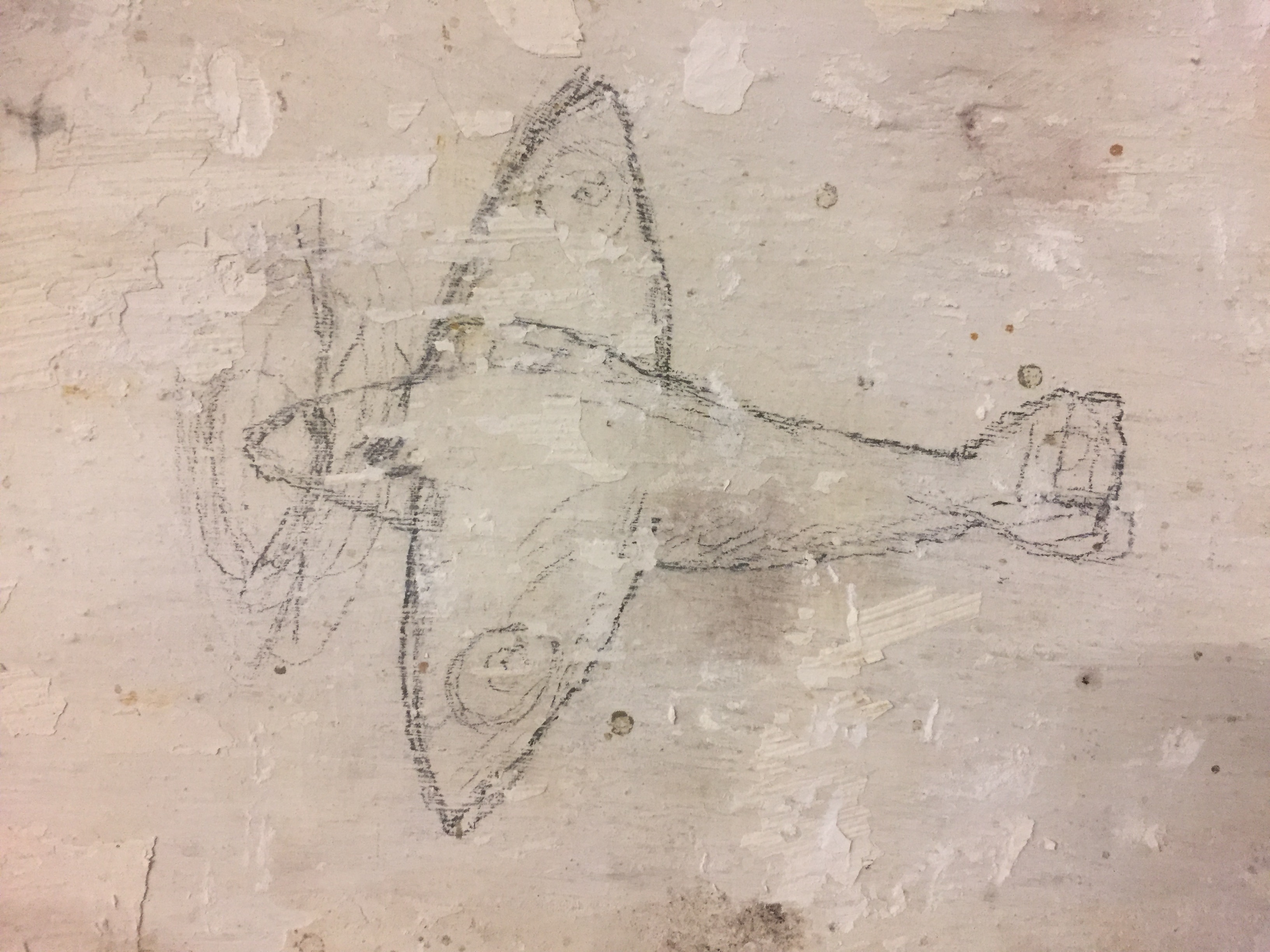 Drawing of an aircraft on a wall