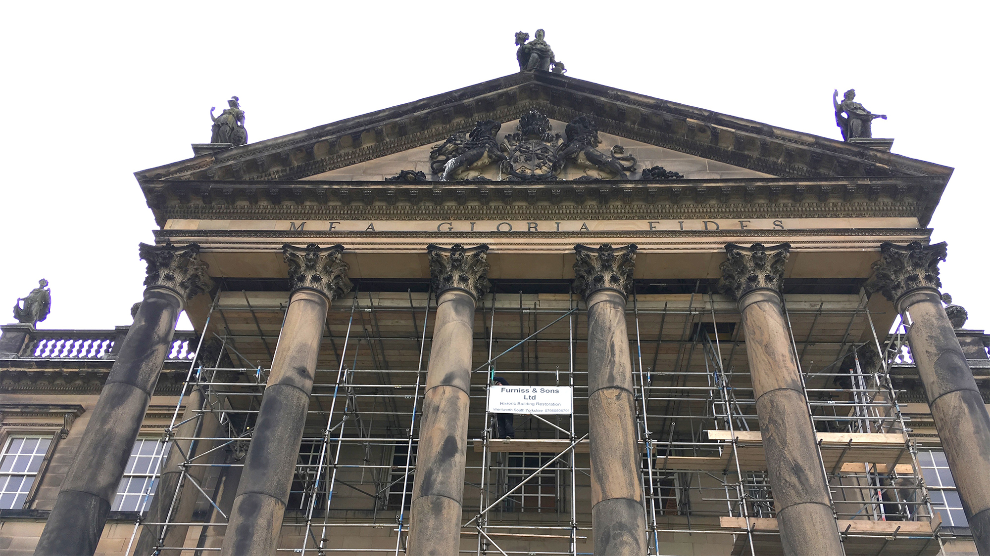 Wentworth Woodhouse Portico ceiling with inspection scaffolding