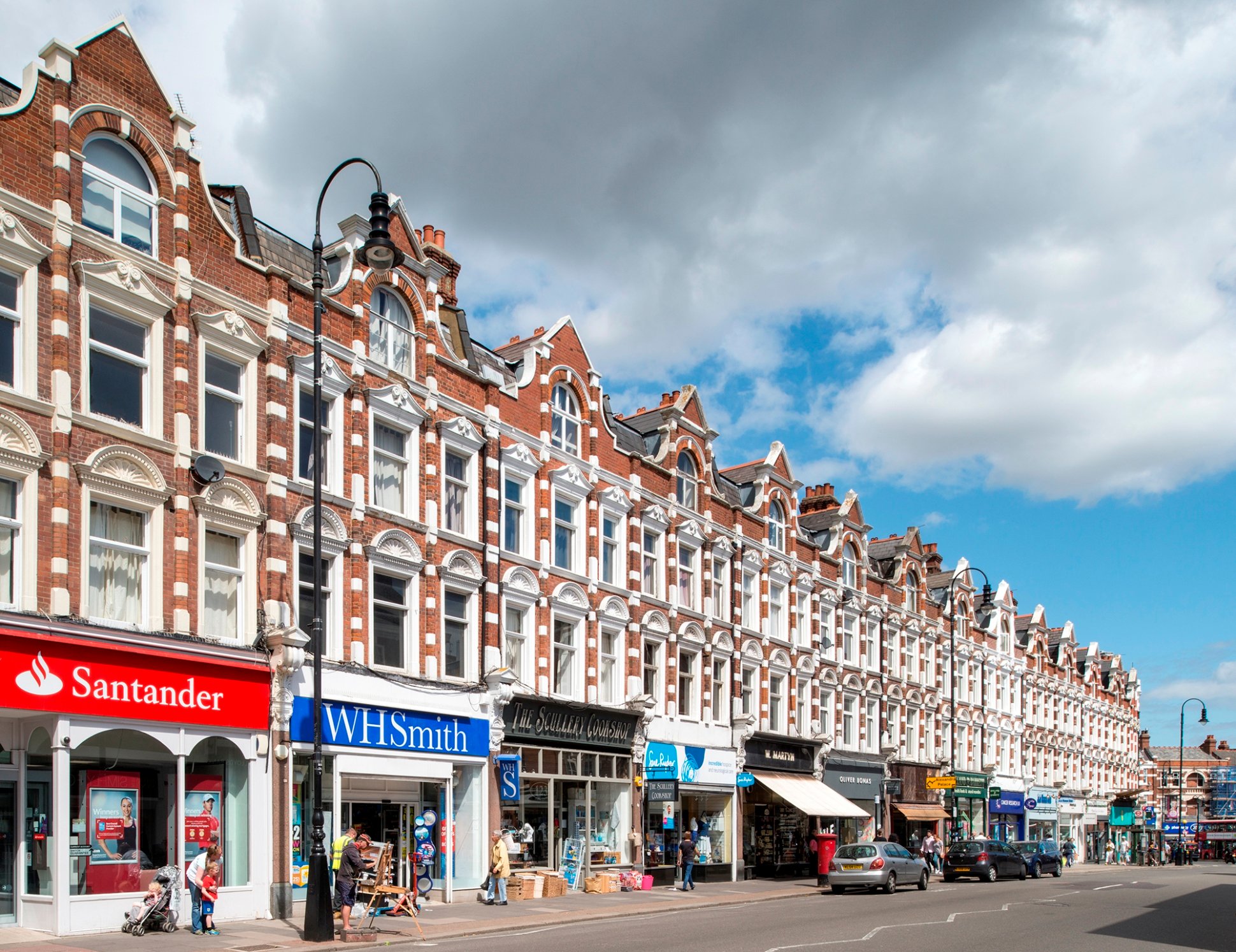A parade of shops in Muswell Hill, London