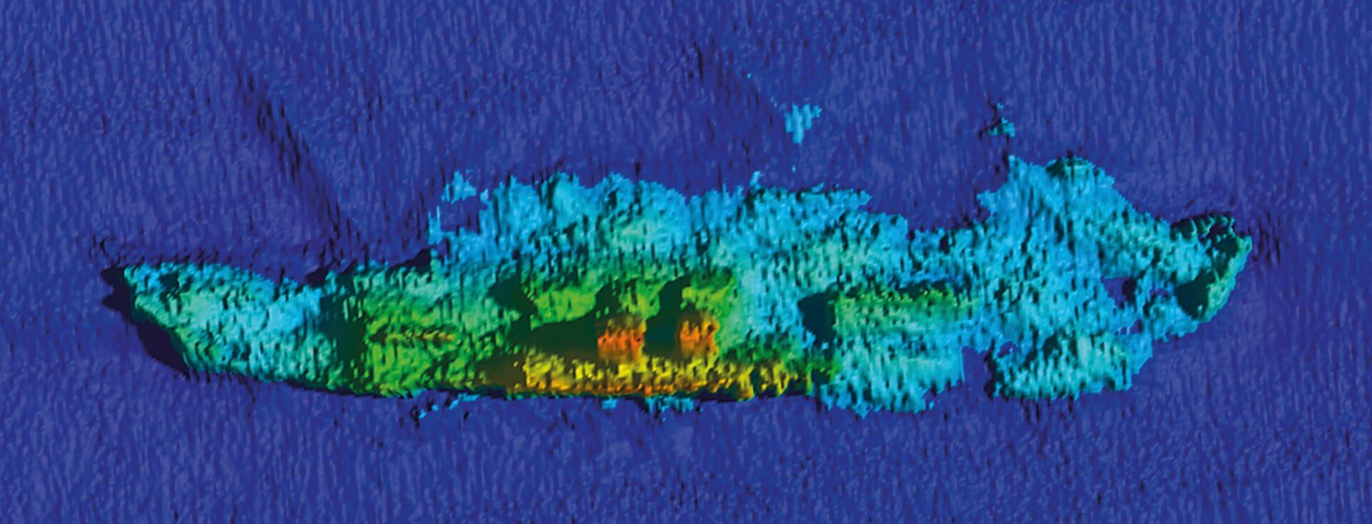 Sonar scan of the wreck of the SS Mendi lying off the Isle of Wight