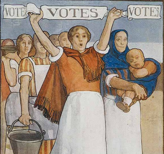 A Sylvia Pankhurst poster representing her commitment to win votes for working women.