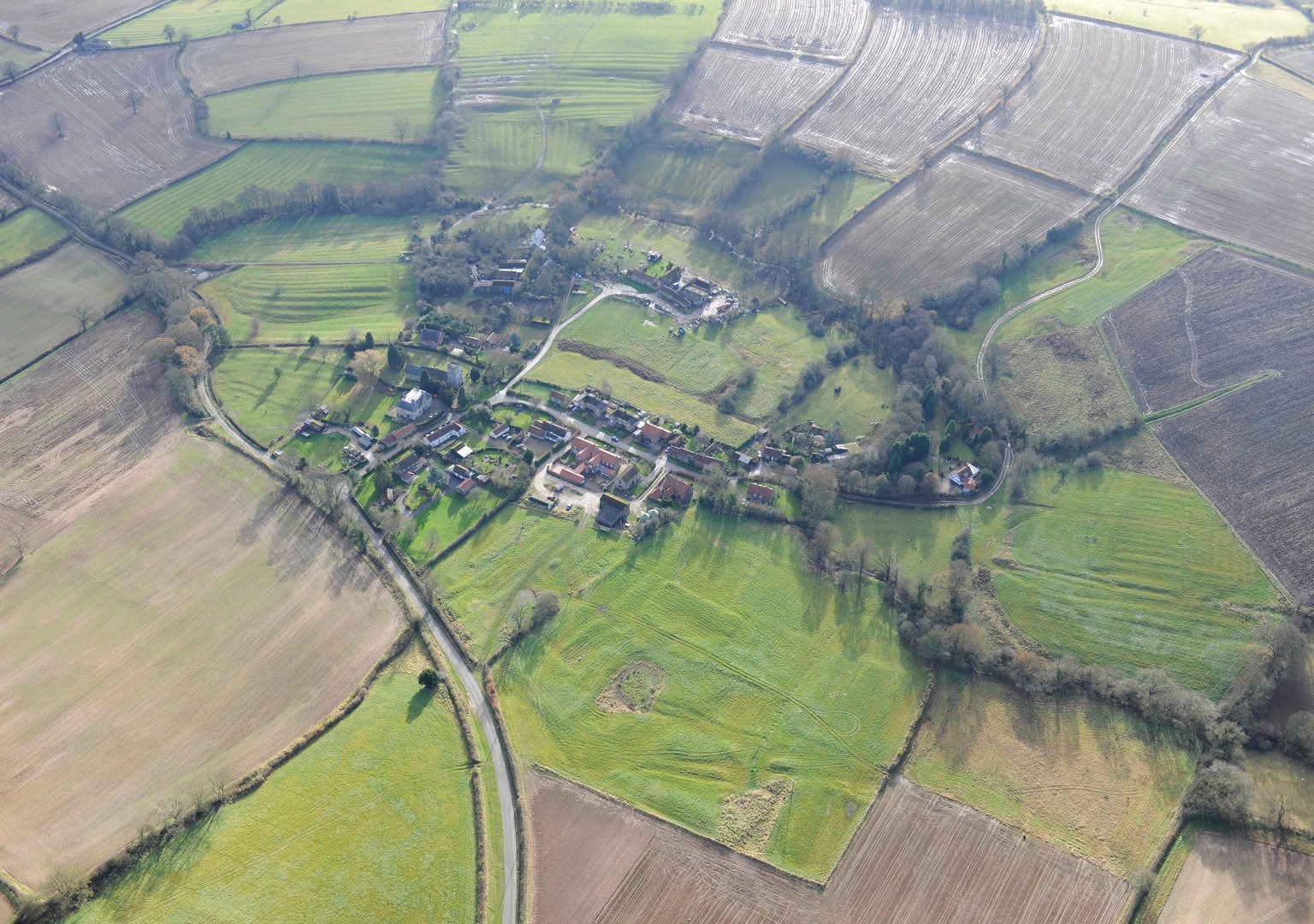 Aerial view of Crambe, North Yorkshire