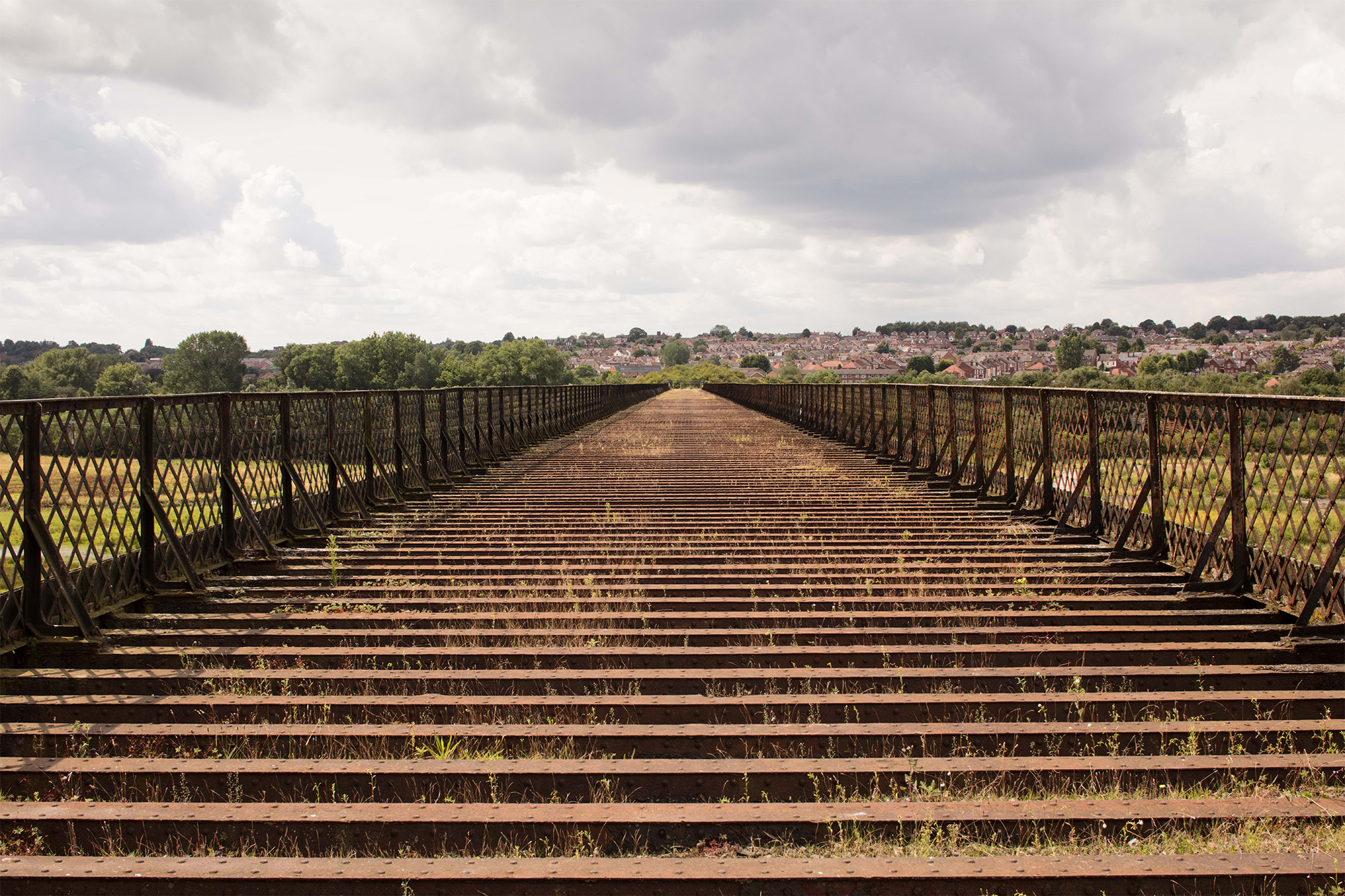 View along 500 metre long railway viaduct built from 1878 to 1879. It is a lattice ironwork structure, one of only two in the country.