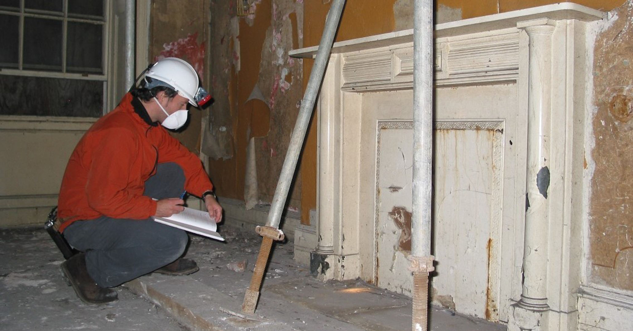 A survey being carried out before repair works