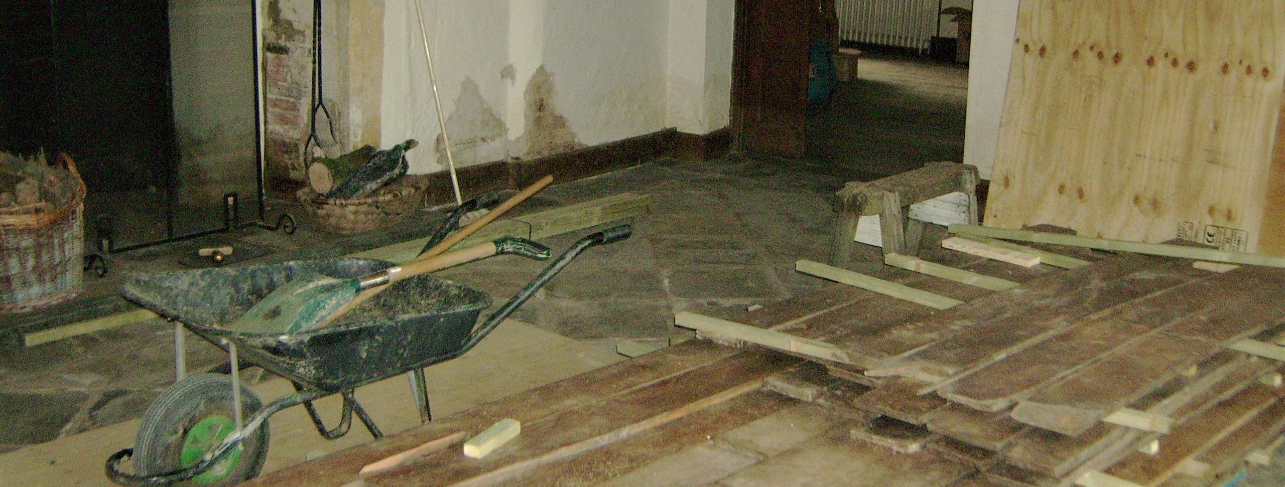 Repairs underway to a listed building following flood damage