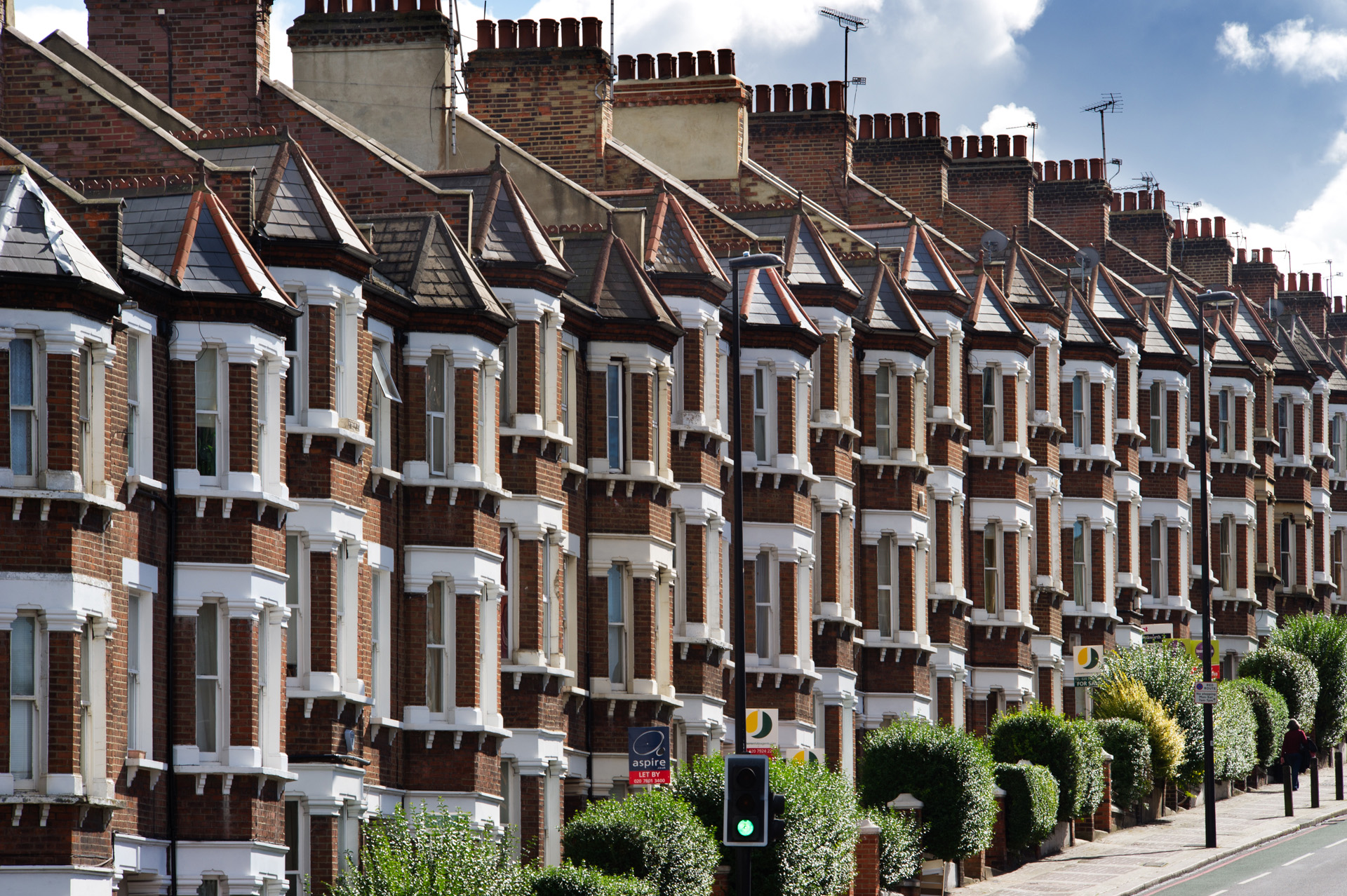 Latchmere Road, Battersea, London.  General view of terraced housing.