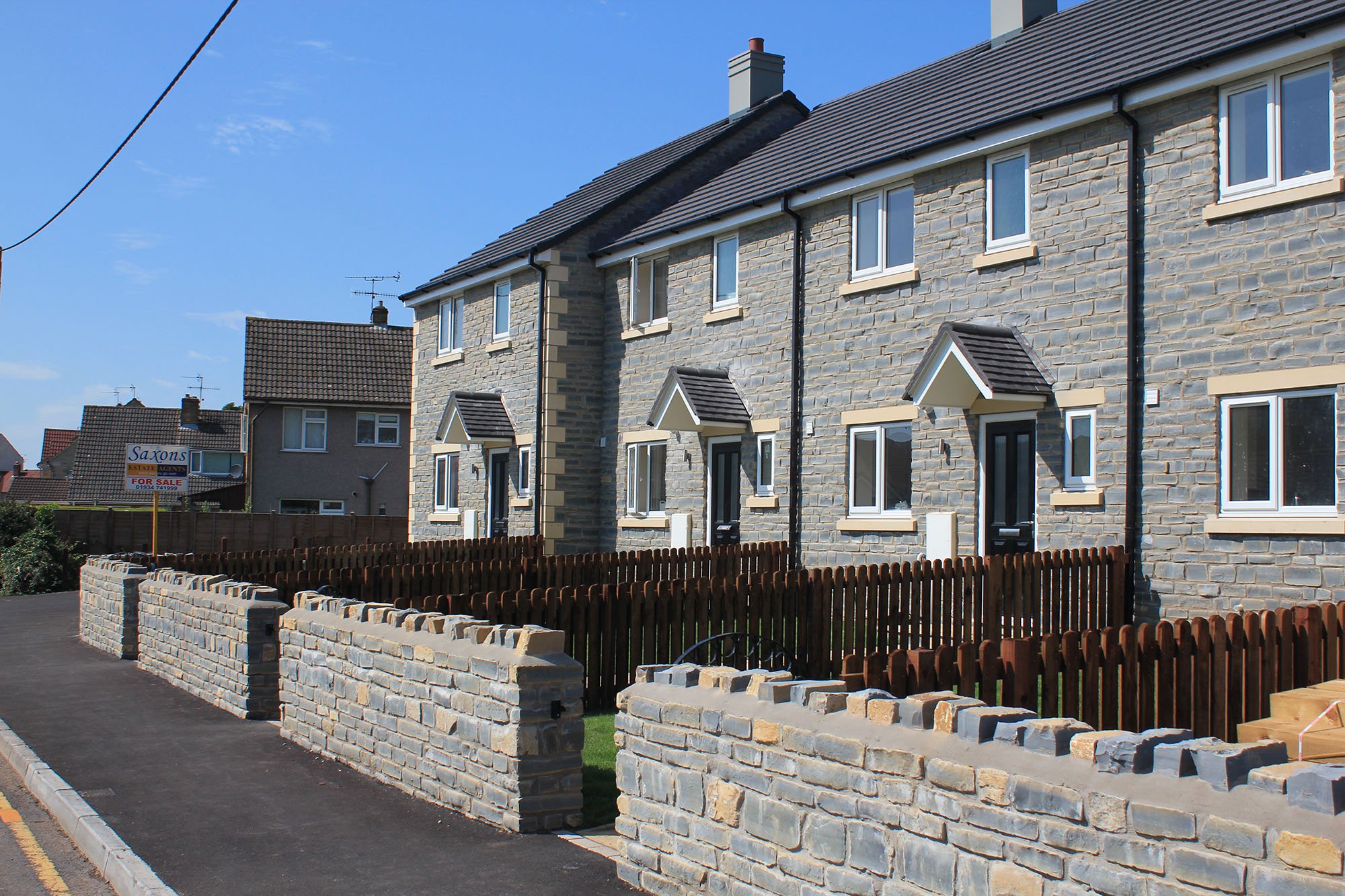Image of newly built terraced housing in Cheddar, Somerset