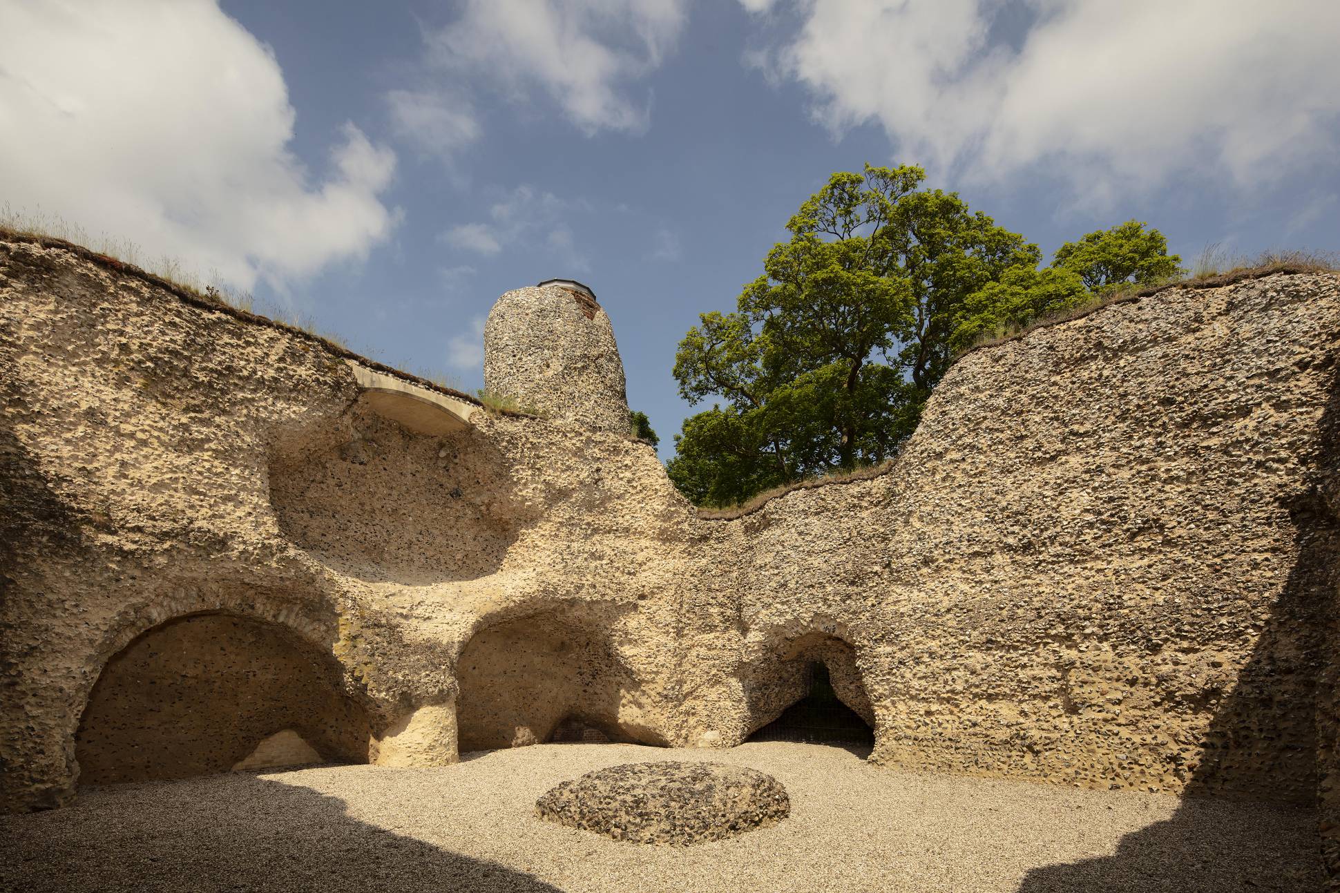 The interior of the sandstone medieval Walden Castle shows entrances that would have housed features such as a fireplace and staircase.