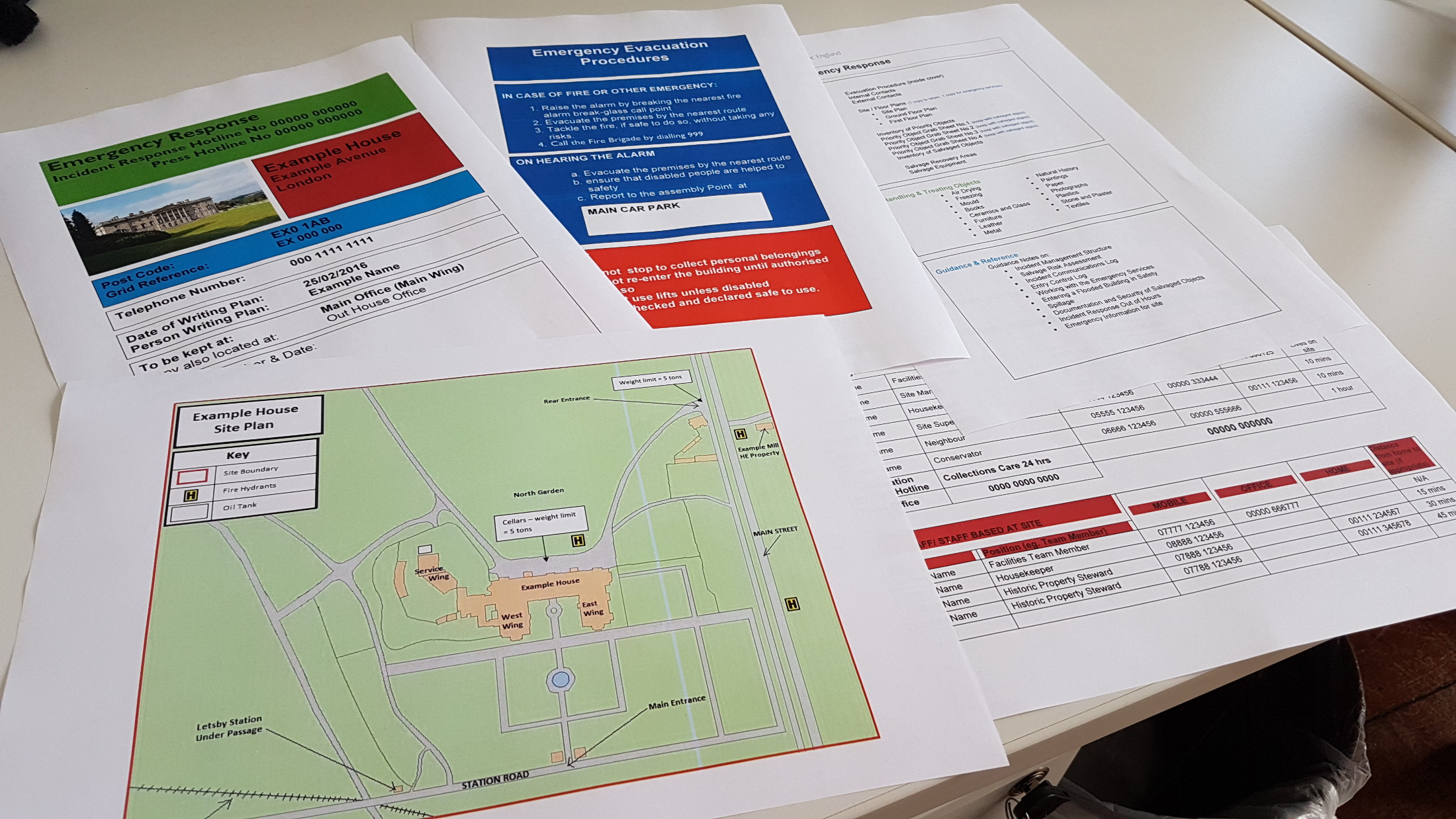 A collection of printed Emergency Response Plan templates