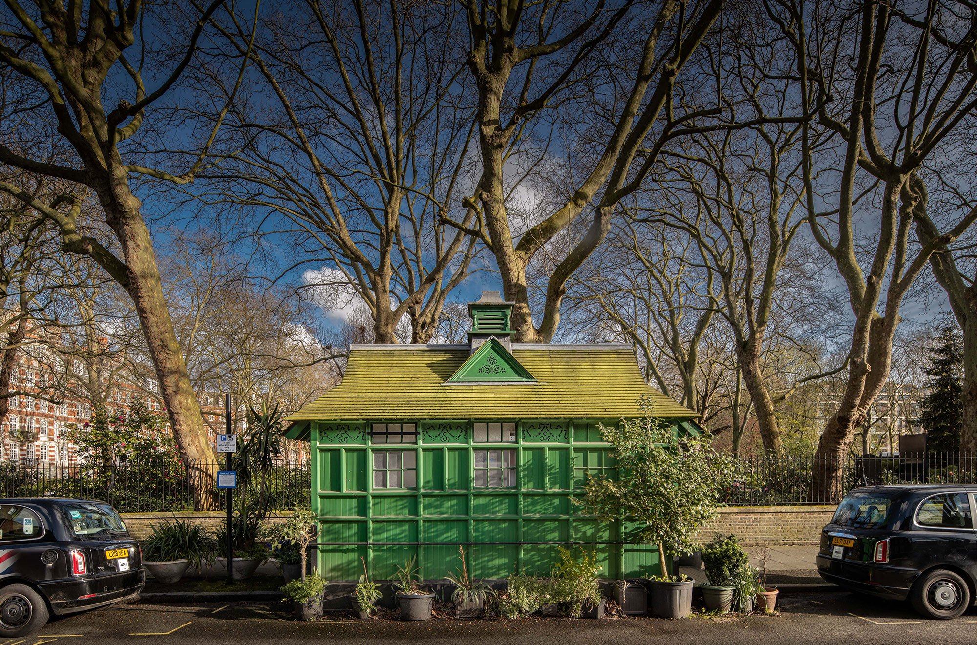 Green wooden shelter