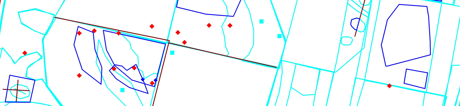 Screenshot showing the point location of finds, lines of sections and outlines of samples and context within a trench