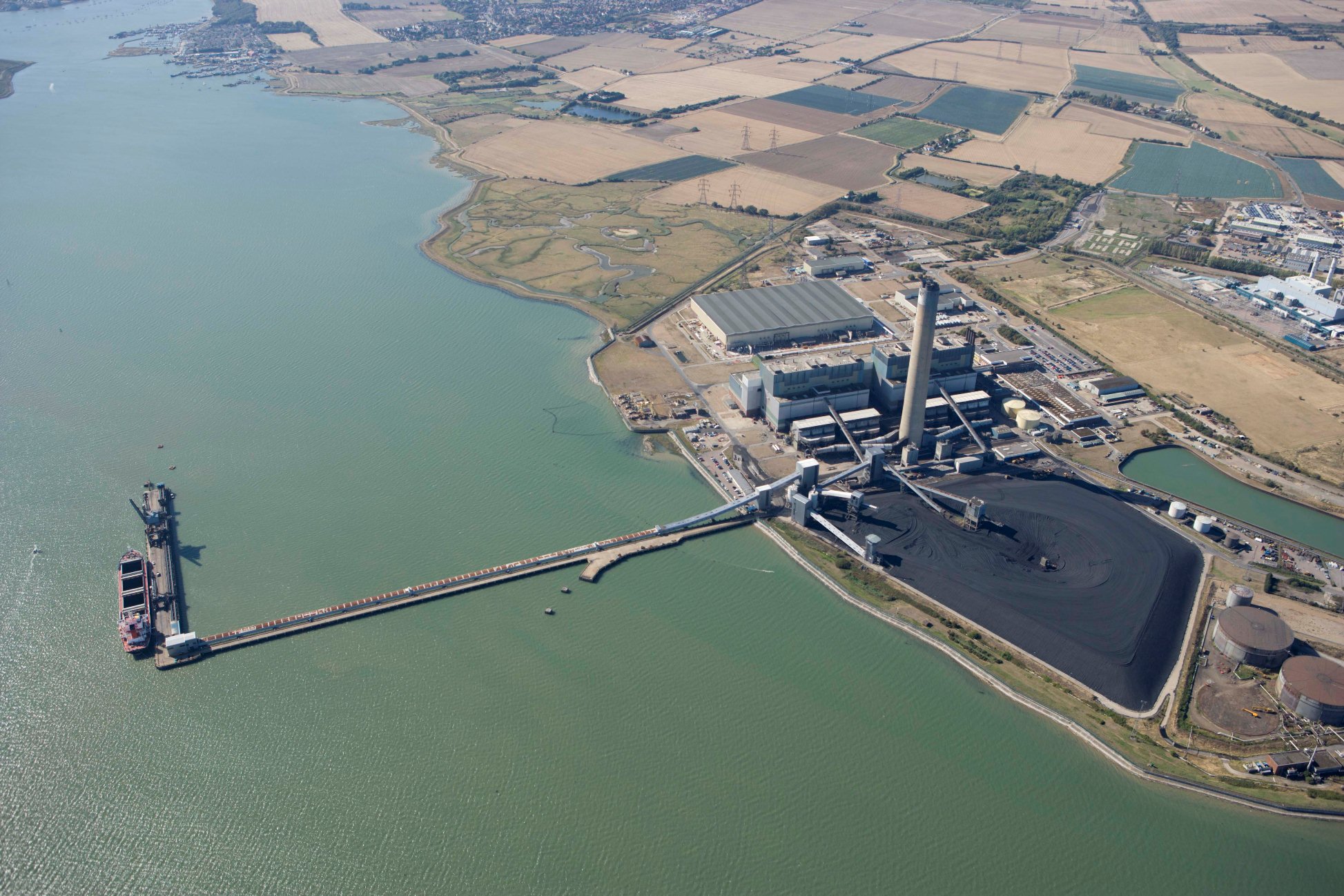 An aerial view of a power station
