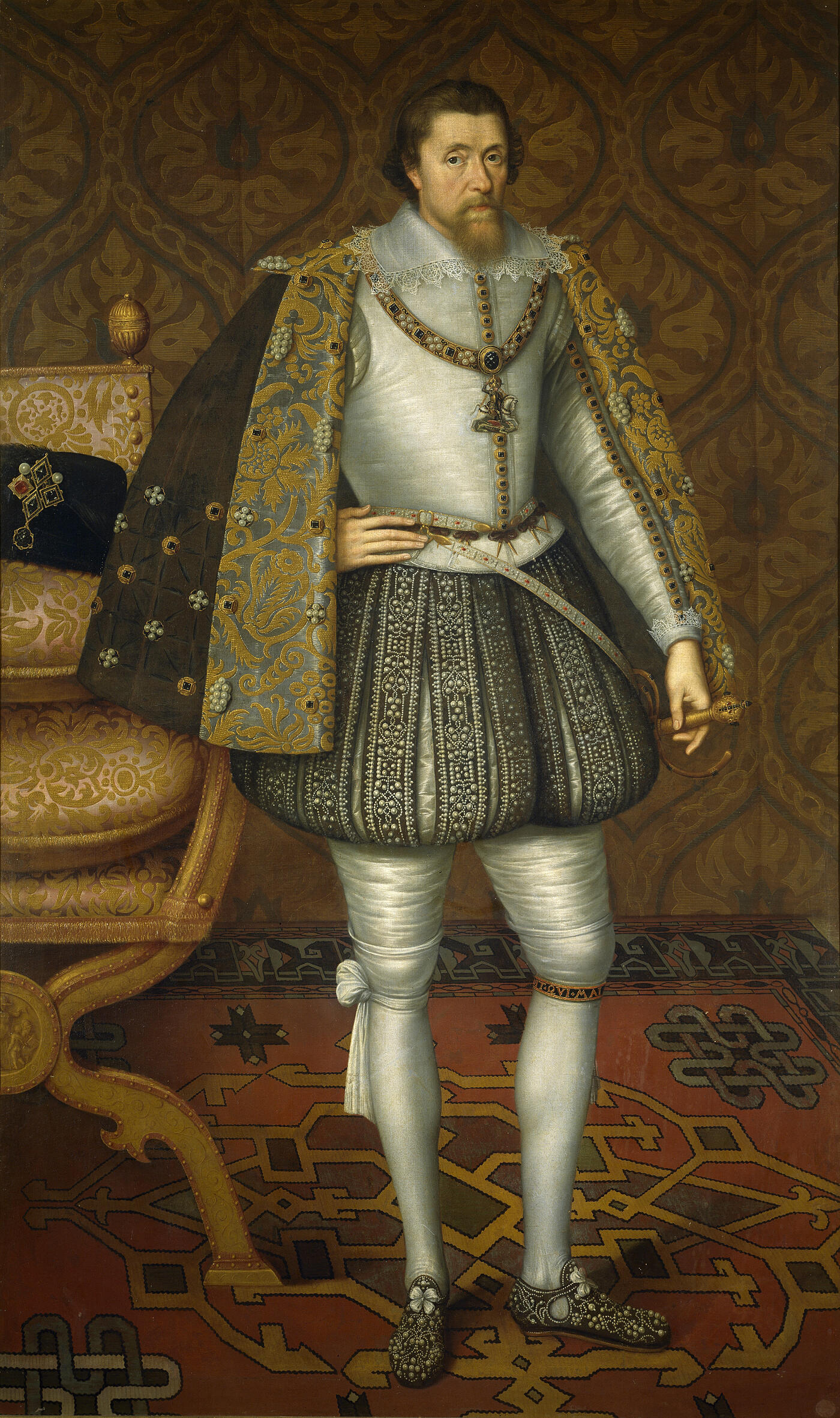 Oil painting of King James I of England, attributed to John de Critz. 