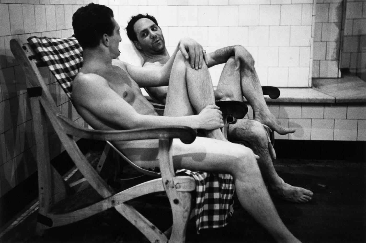 Two men in a Turkish Bath in London