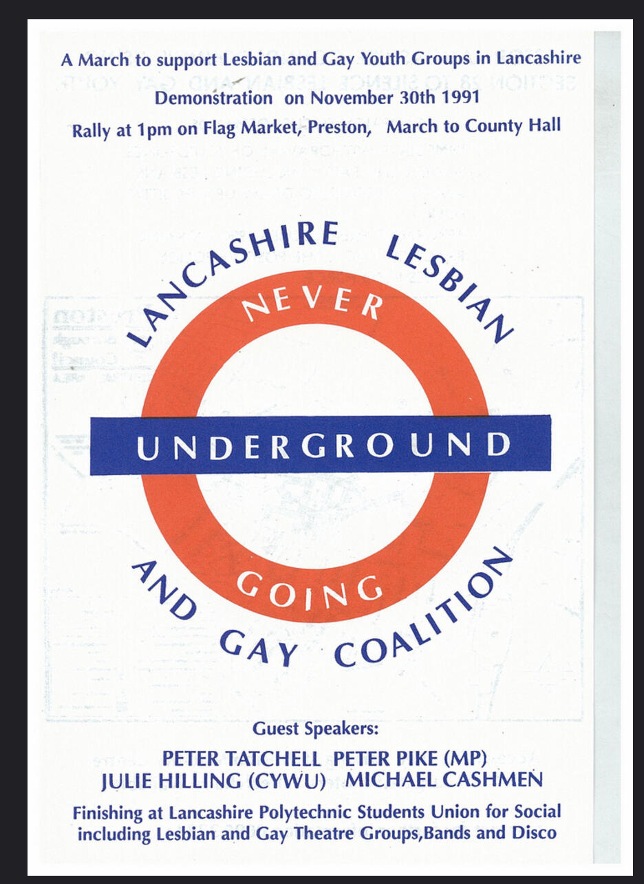 Lancashire Lesbian and Gay Coalition: Never Going Underground poster