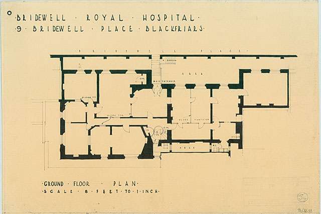 Ground Floor plan, Bridewell Royal Hospital London