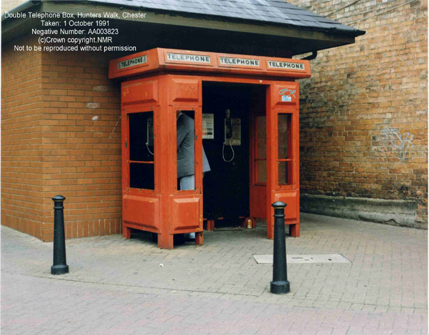 Double Telephone Box for disabled access, Hunters Walk Bus Station, Chester.