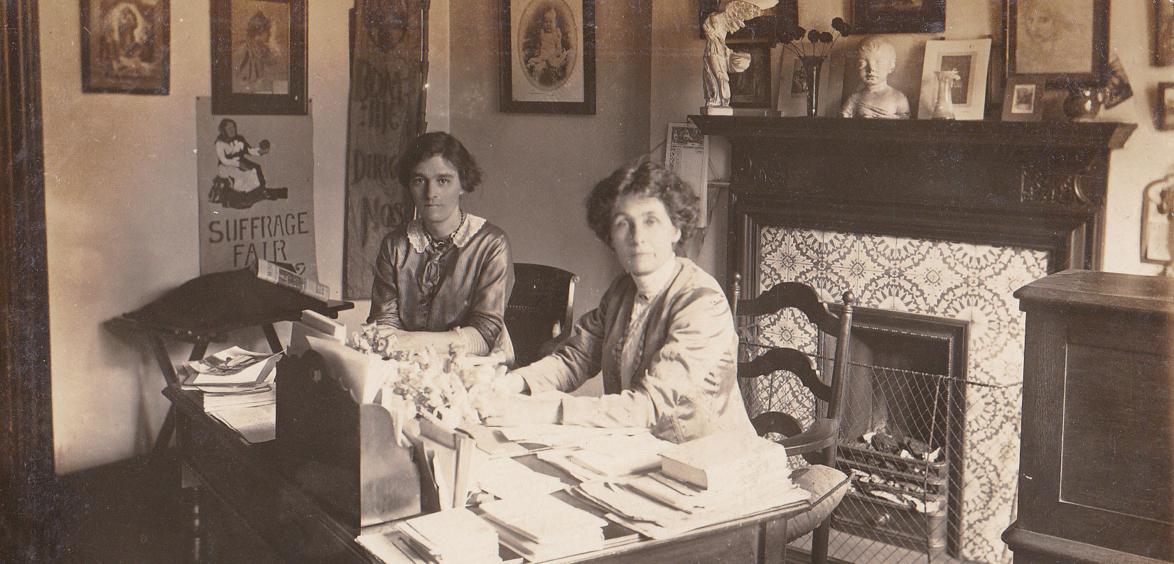 Photograph of Emmeline Pankhurst at the Clement’s Inn offices