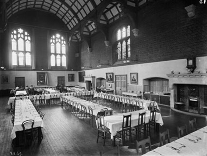 The original dining room at Girton College, Cambridge, built from 1873.