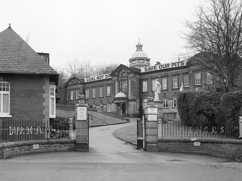 Redhills, headquarters of the Durham Miners' Association, 1913-14, taken during the Miners Strike of 1984-85