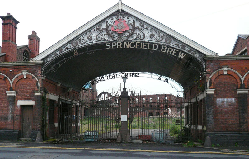 The grade II listed early 1880s gateway to Wolverhampton's Springfield Brewery
