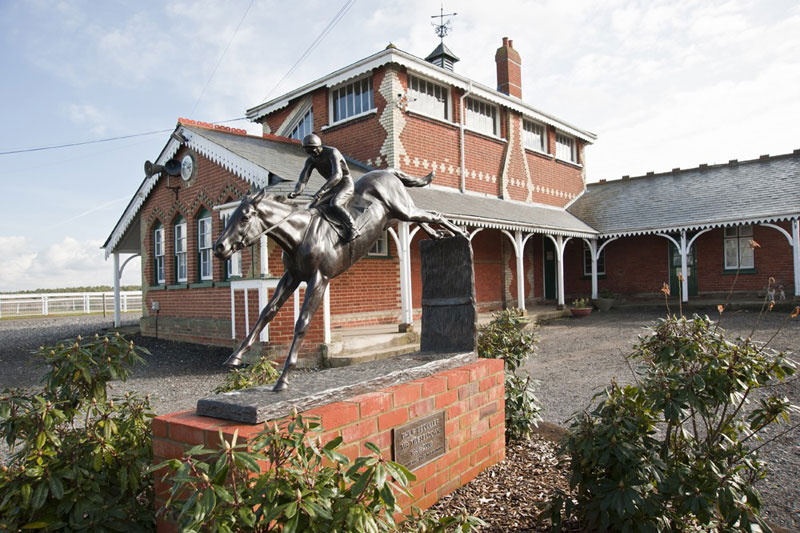 Teseldown Racecourse, Hants, with statue of Philip Scouller