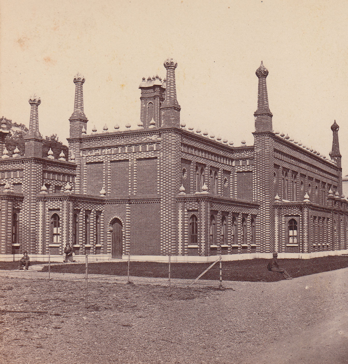 From a stereoview card showing the brickwork of the Bray baths