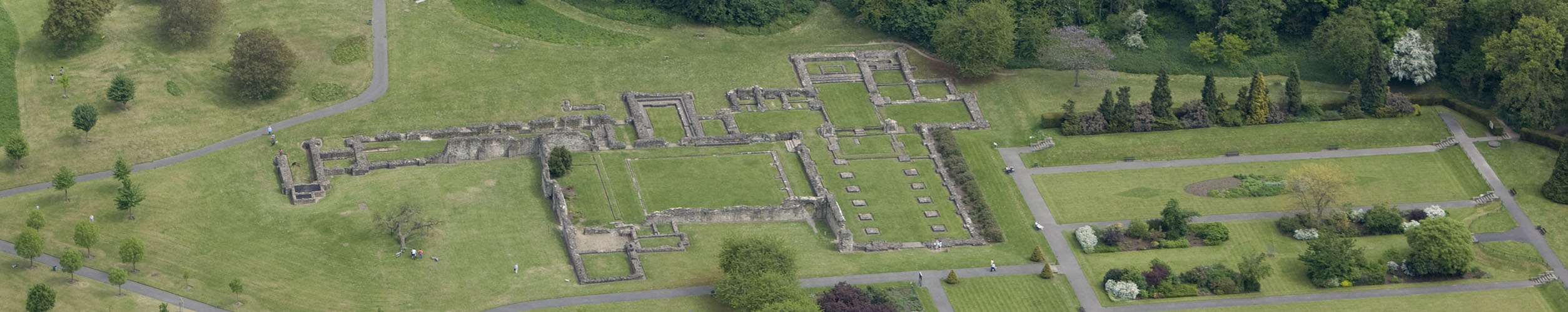Lesnes Abbey ruins from the air