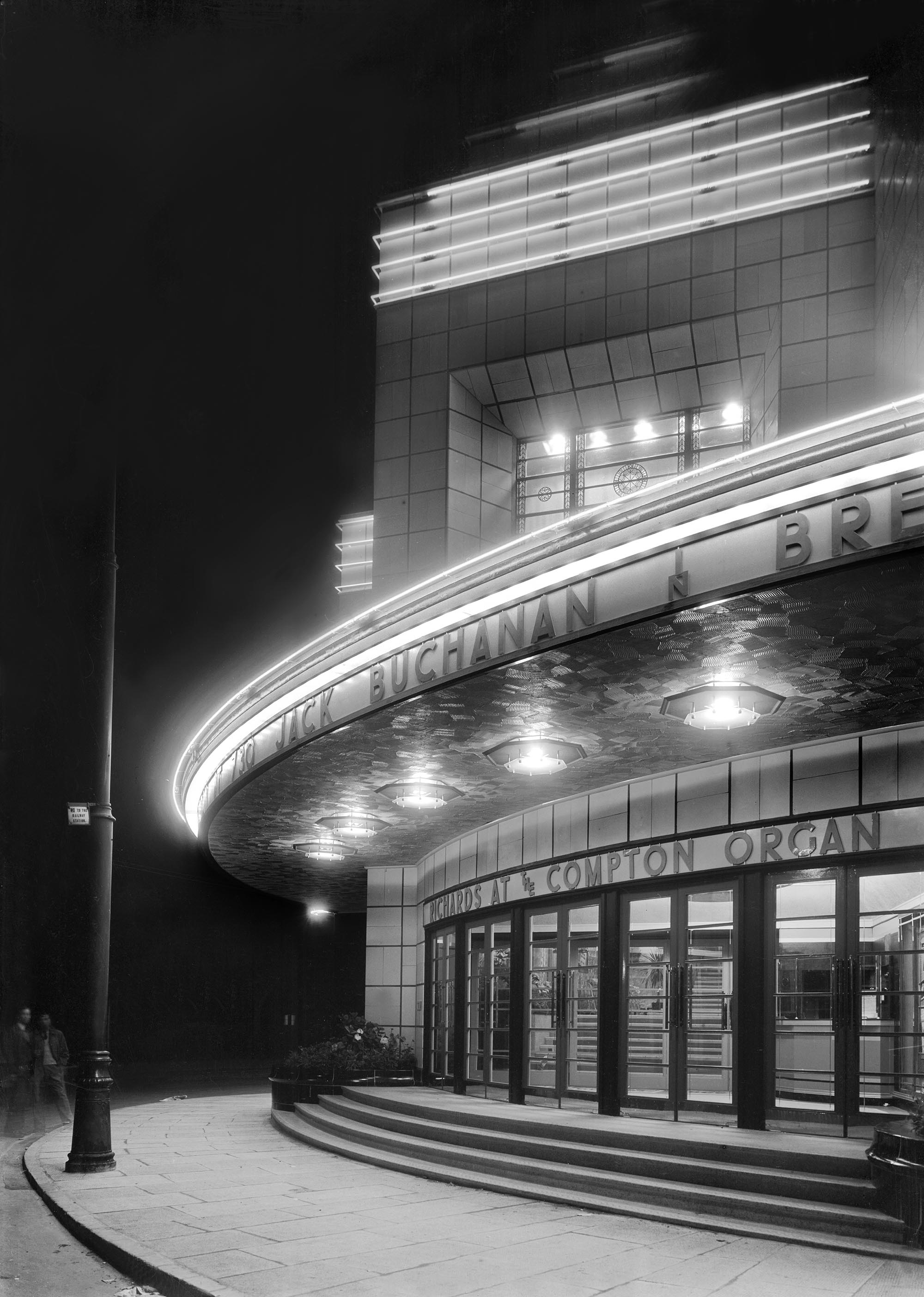 Night view of the entrance to the Odeon cinema, Weston-super-Mare