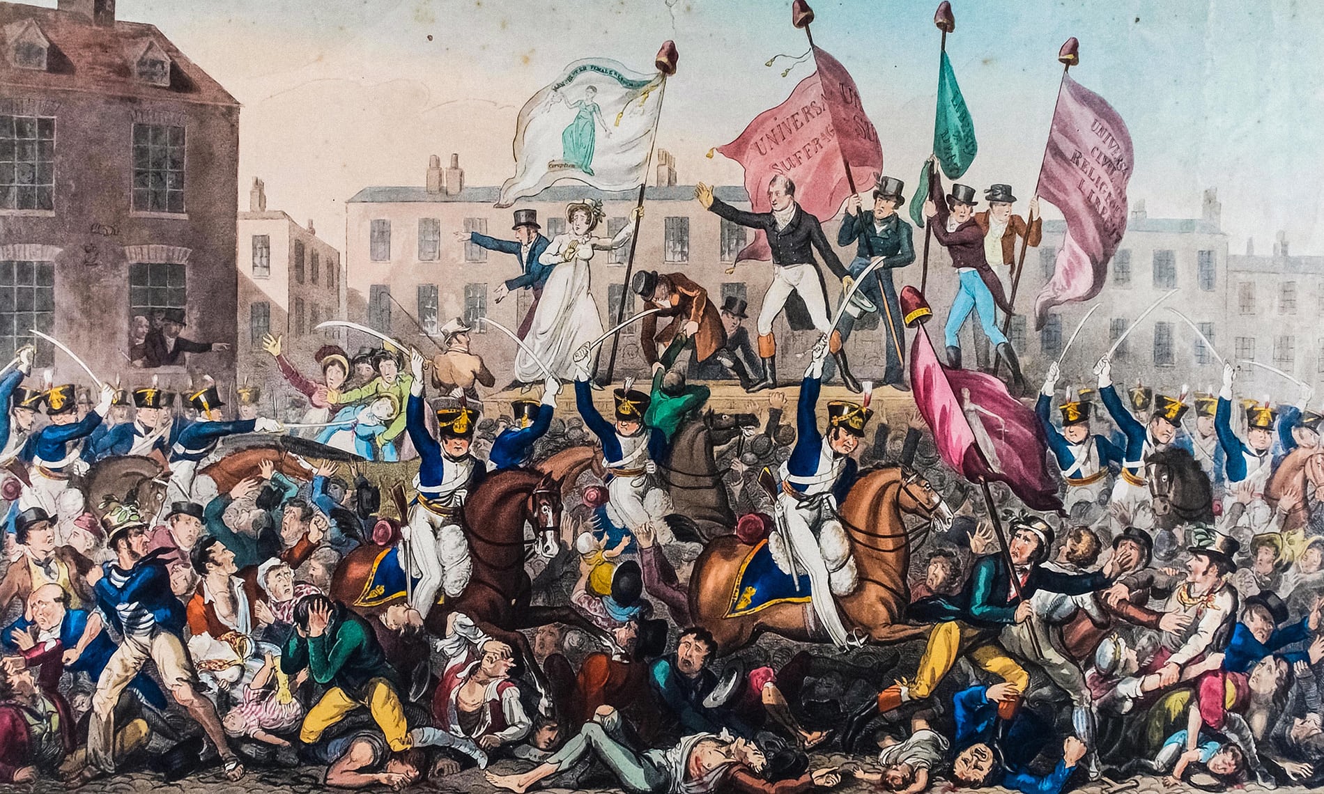 Print depicting the Peterloo Massacre, Manchester