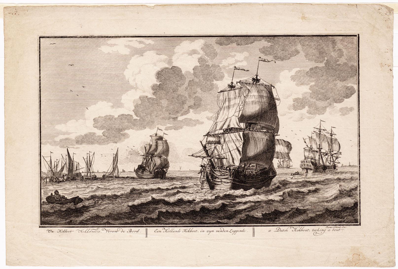 A drawing of a ship similar to the Rooswijk – a Dutch ‘hekboot’, by Adolf van der Laan in 1716.