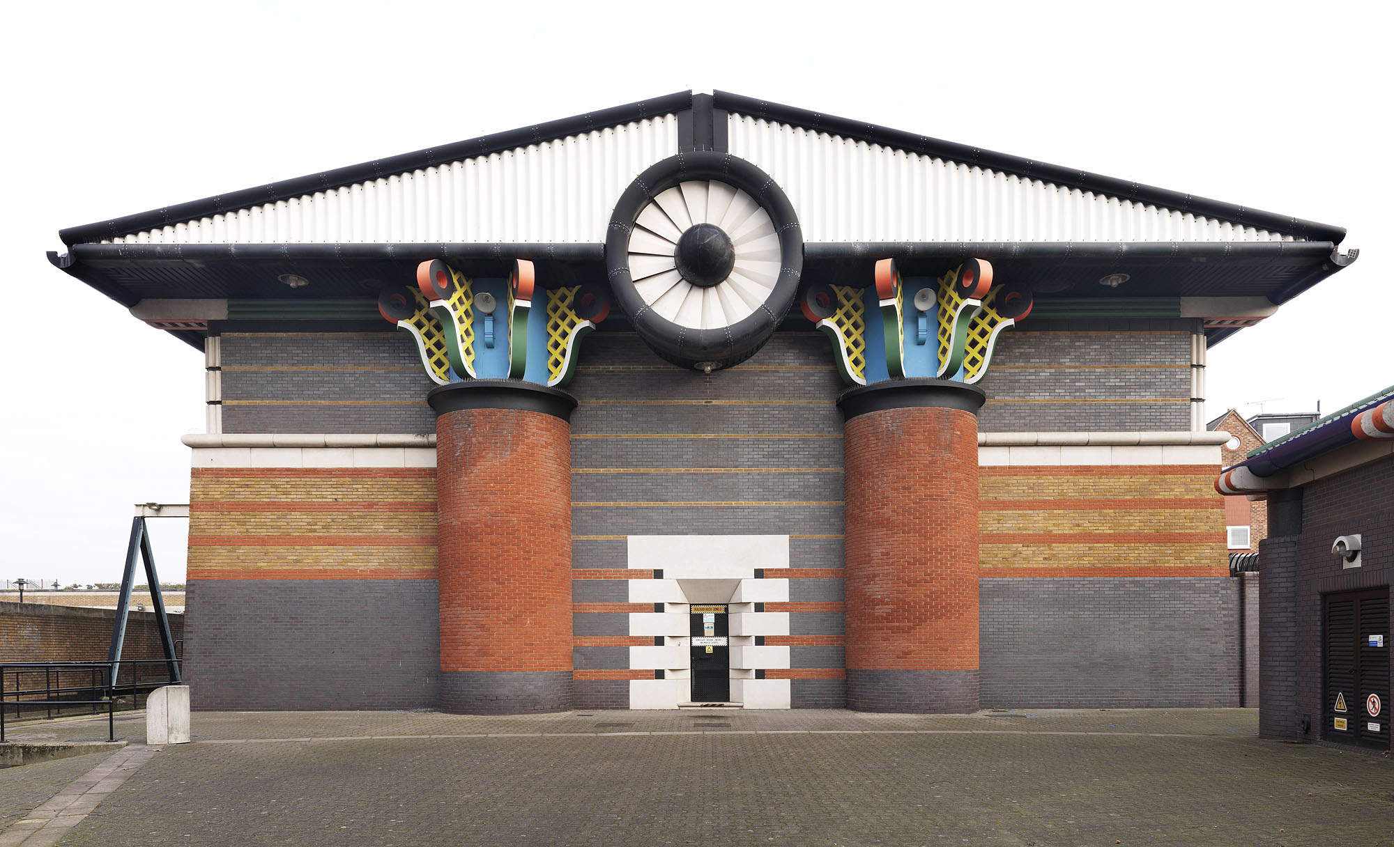 The Isle of Dogs Pumping Station, 1986-1988 by John Outram, is listed at Grade II*